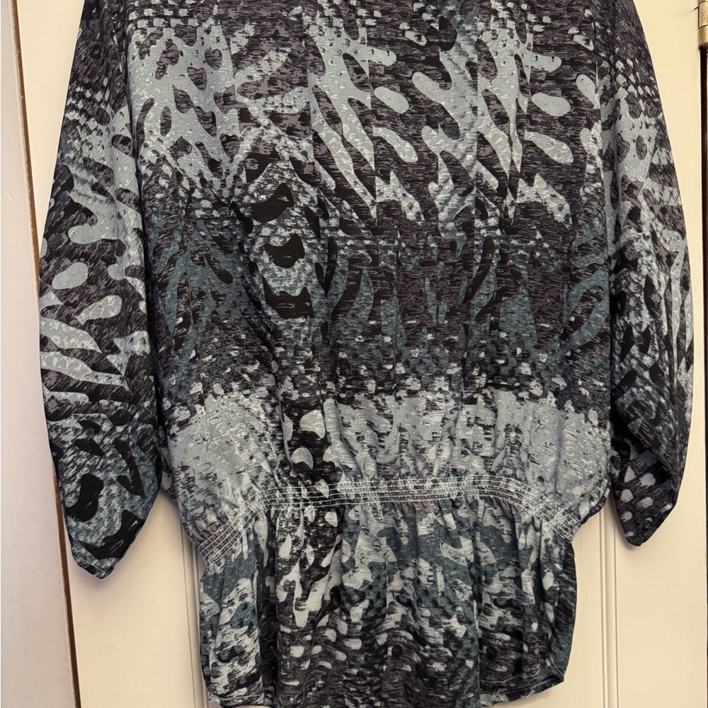 Nine West Jeans Blue Abstract Top